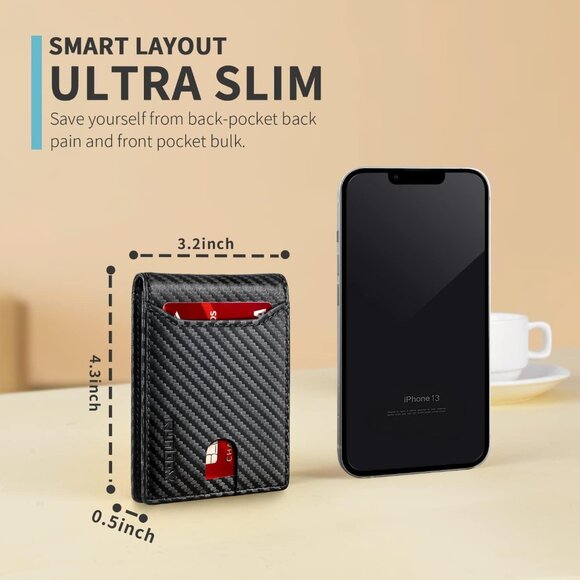 Wallet for Men Slim 11 Credit Card Holder Slots Leather RFID Blocking Wallet